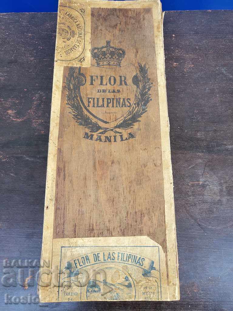 Παλιό Φιλιππινέζικο ξύλινο κουτί πούρων