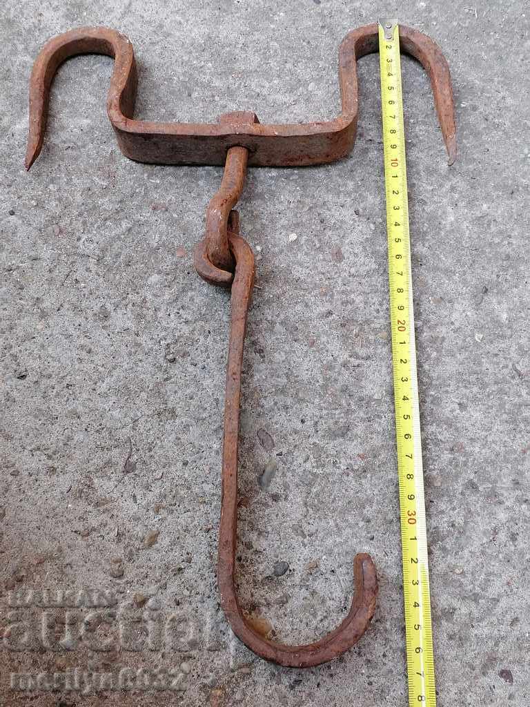 An old forged scraping hook, double twin - 6
