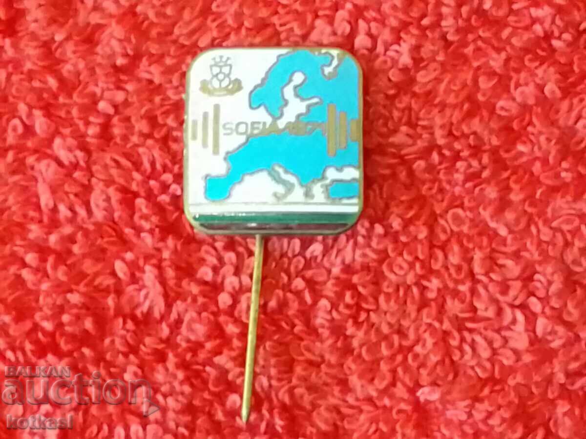 Old Sports Badge Pin Weightlifting Blue Enamel - 5 Old Sports Badge Pin Weightlifting Blue Enamel - 5