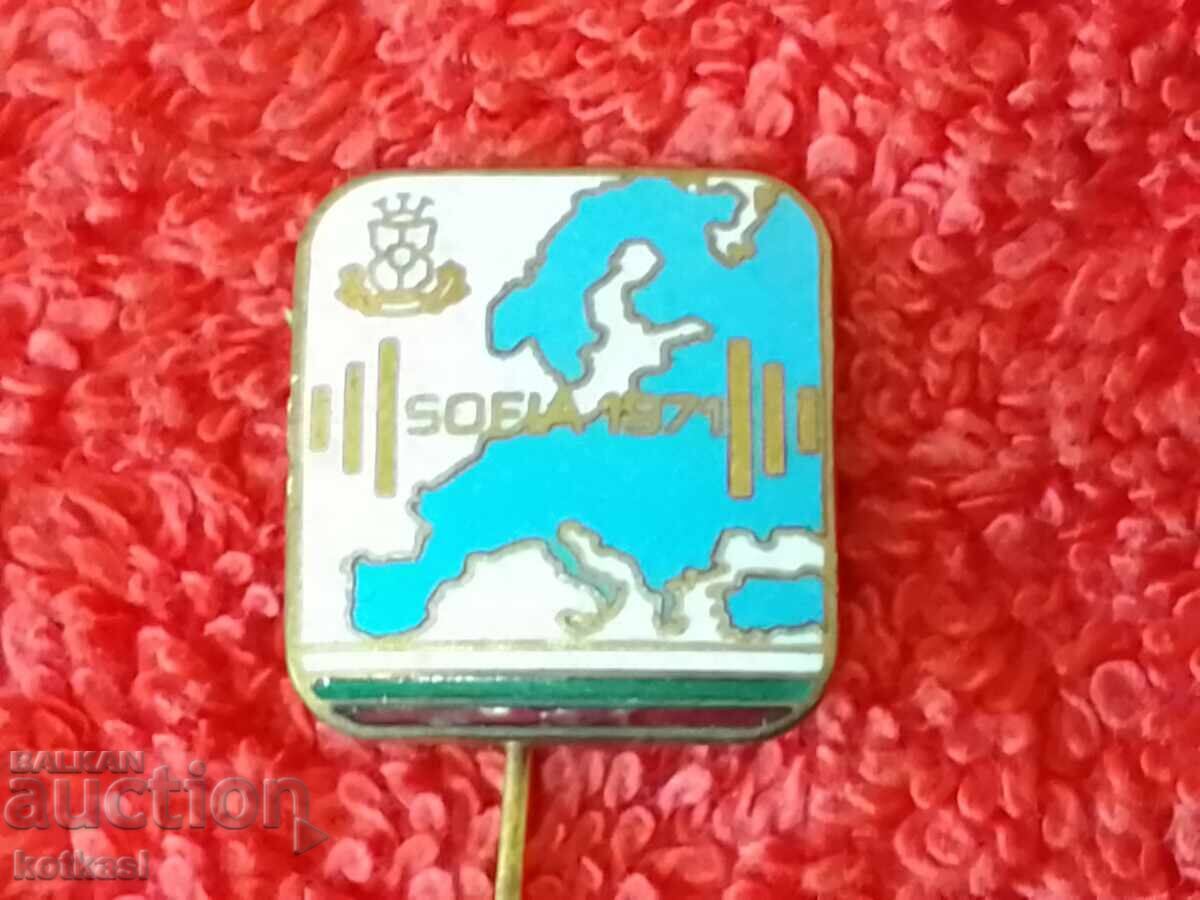 Old Sports Badge Pin Weightlifting Blue Enamel - 6 Old Sports Badge Pin Weightlifting Blue Enamel - 6