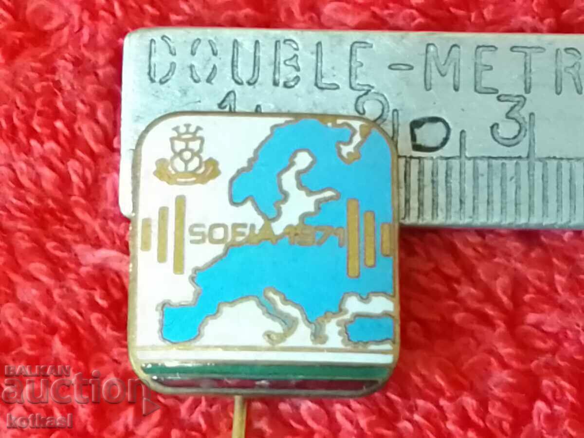 Old Sports Badge Pin Weightlifting Blue Enamel Old Sports Badge Pin Weightlifting Blue Enamel