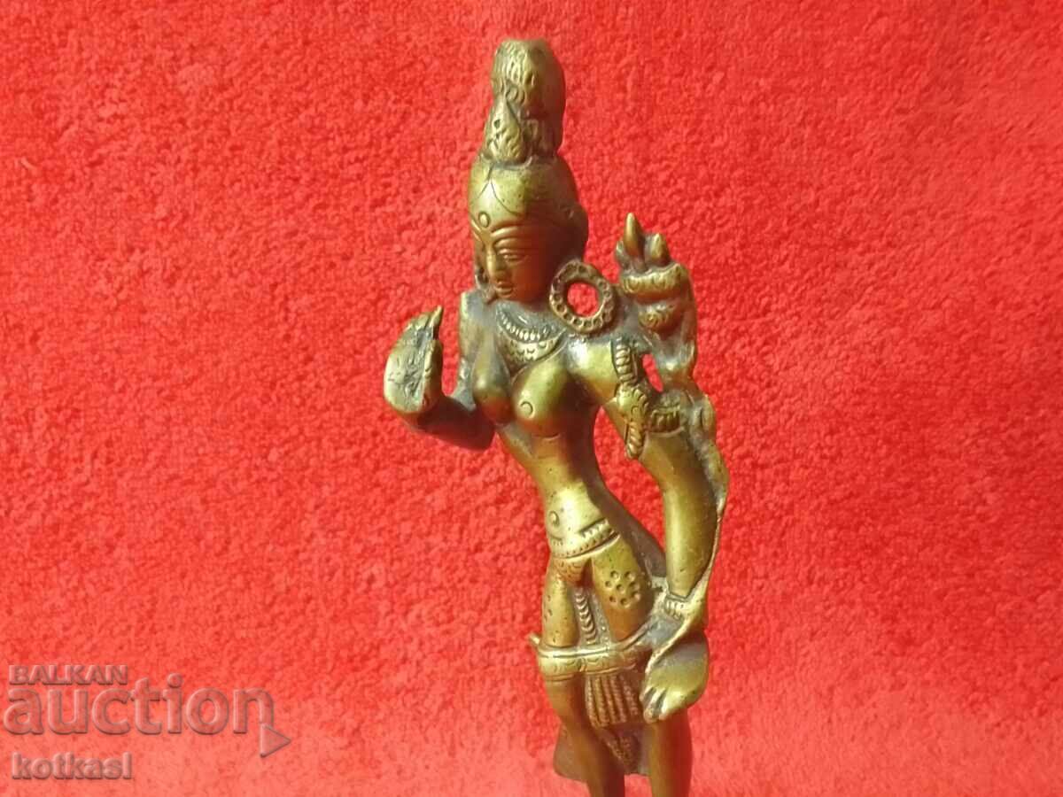 Old metal bronze figure of the Goddess Tara Woman Dancing - 5