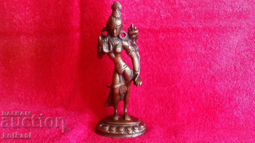 Old Metal Bronze Figure Female Goddess India
