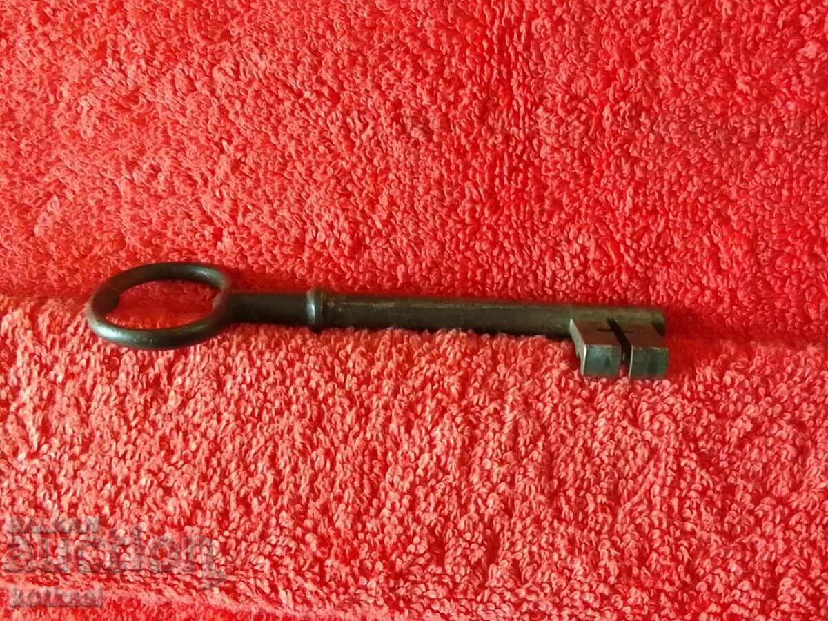 Old large metal iron forged key - 7