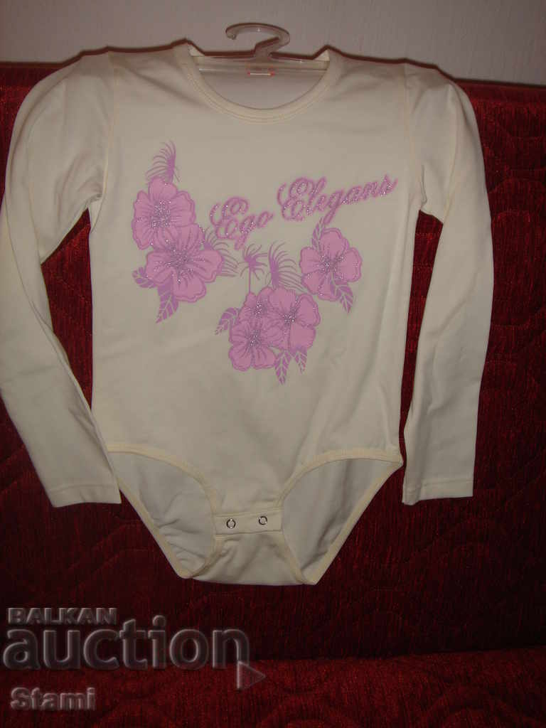 Body color cream for a girl with long sleeves with a print size 146 with price 9.00 BGN | € 4.60