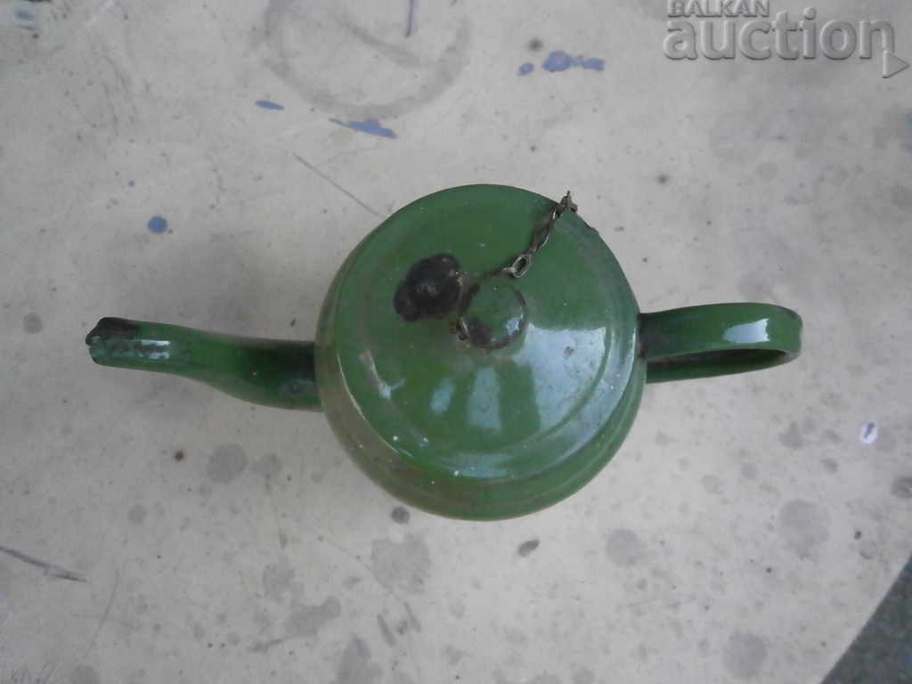 Delivery of old vintage retro enamel teapot