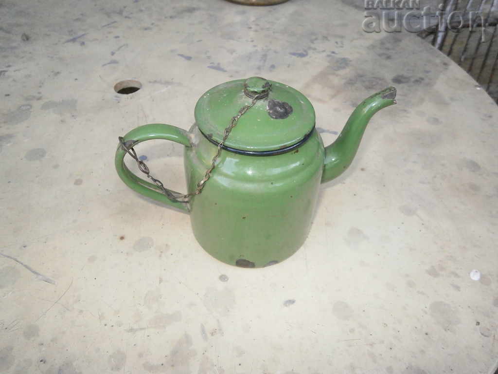antic de epocă ceainic emailat retro