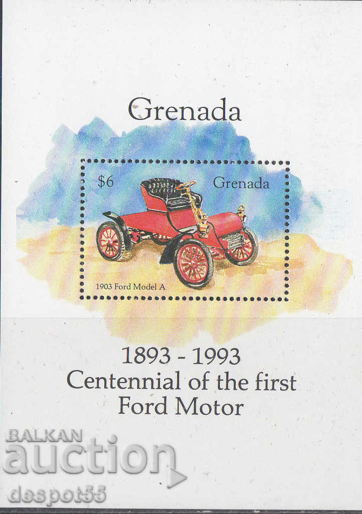 1993. Grenada. Anniversaries in motoring. Block.