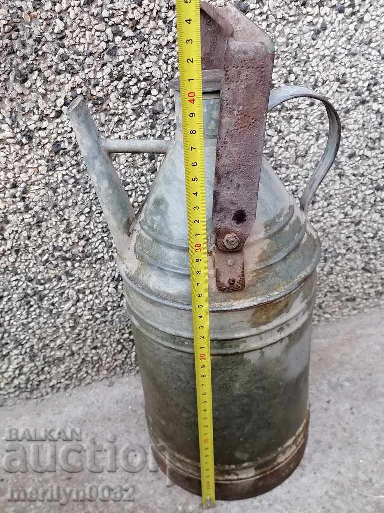 Old metal kettle WW2 galvanized tube for fuel bucket pot - 7