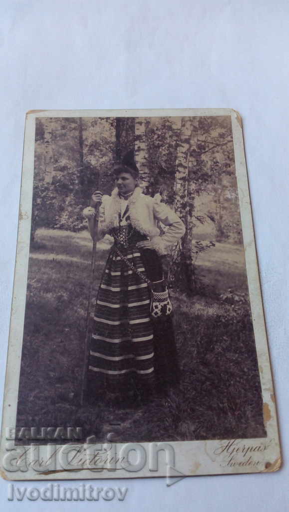 Снимка Жена в Шветско национално облекло Картон
