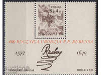 1977. Polonia. 400 de ani de la nașterea lui Rubens. Mini bloc.
