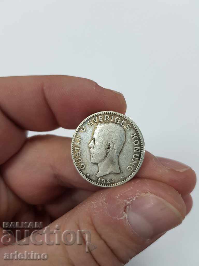 Παράδοση Συλλεκτικό σουηδικό ασημένιο νόμισμα 1 κορώνα 1924