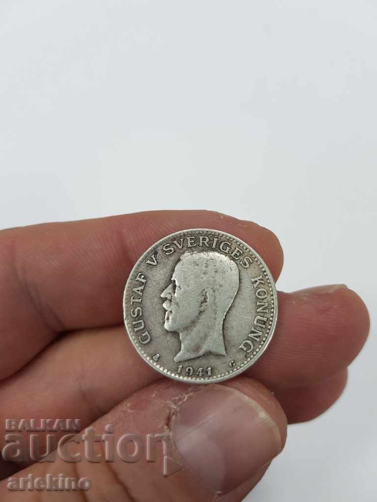 Auction Collectible Swedish silver coin 1 krone 1941 Auction Collectible Swedish silver coin 1 krone 1941