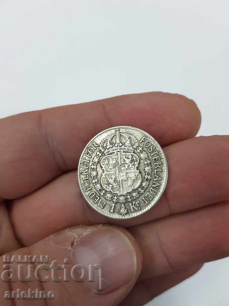 Monedă de argint suedeză de colecție 1 coroană 1941