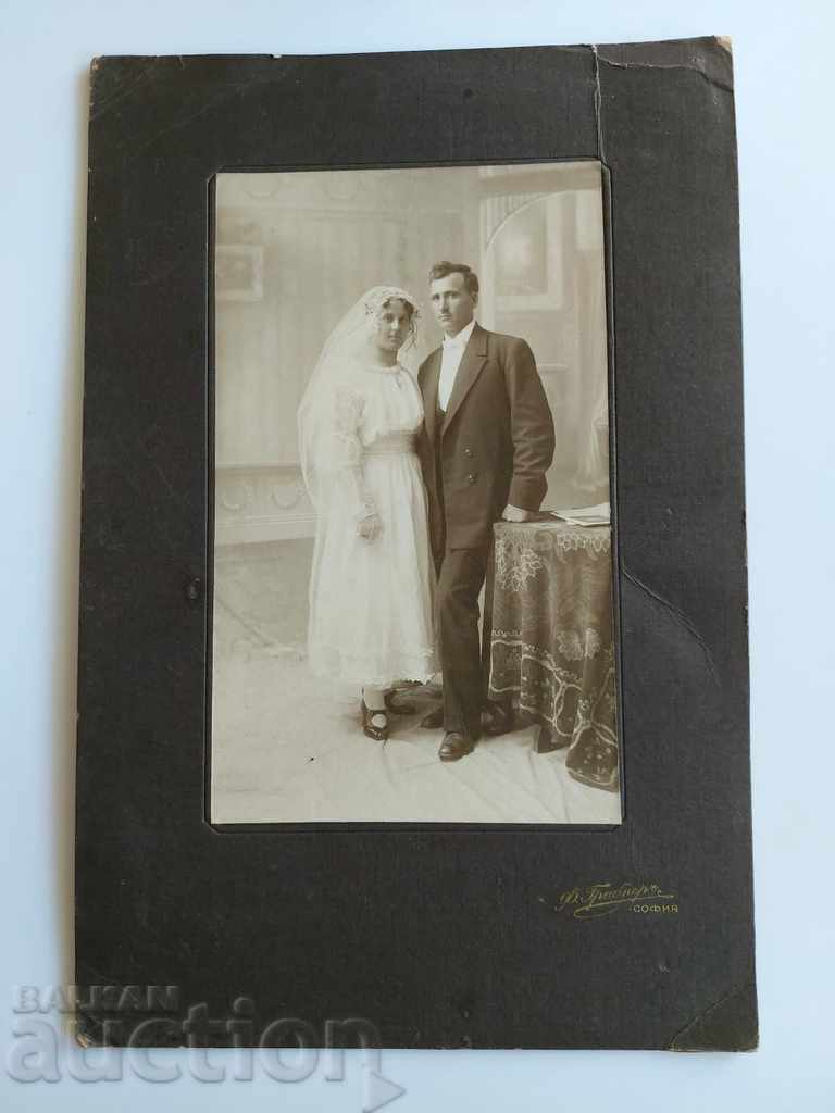 OLD WEDDING PHOTO PHOTO CARDBOARD BRIDE PORTRAIT
