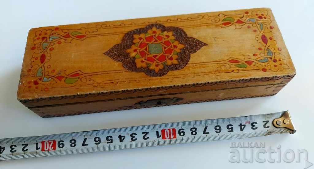 Auction OLD WOODEN PYROGRAPHED PENCIL PENALTY BOX BOX Auction OLD WOODEN PYROGRAPHED PENCIL PENALTY BOX BOX