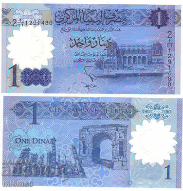 MI6MA6 - Libia 1 dinar polimer