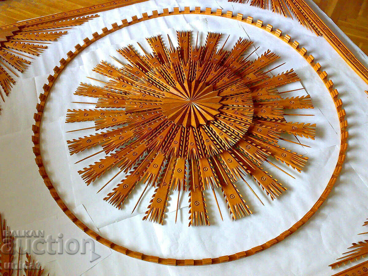 Auction  Wood carving - sun, ceiling decoration, unique