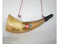 Old Swiss collector's souvenir hunting horn