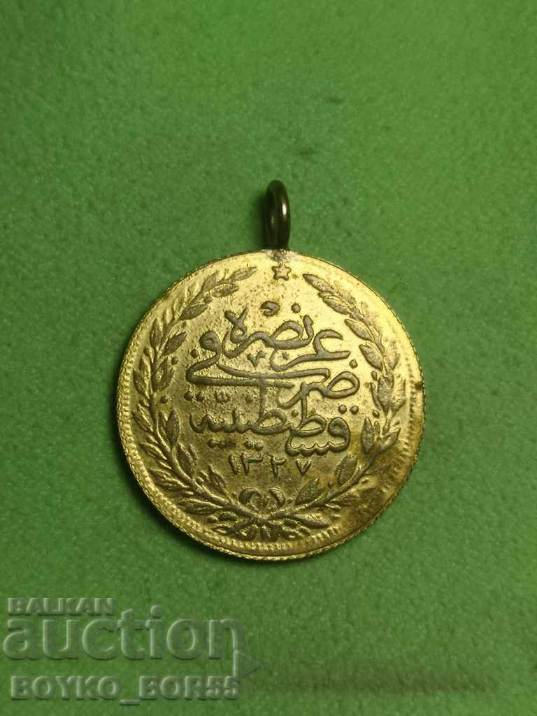 Monedă otomană turcă 100 Kuruș 1327/1909, replică