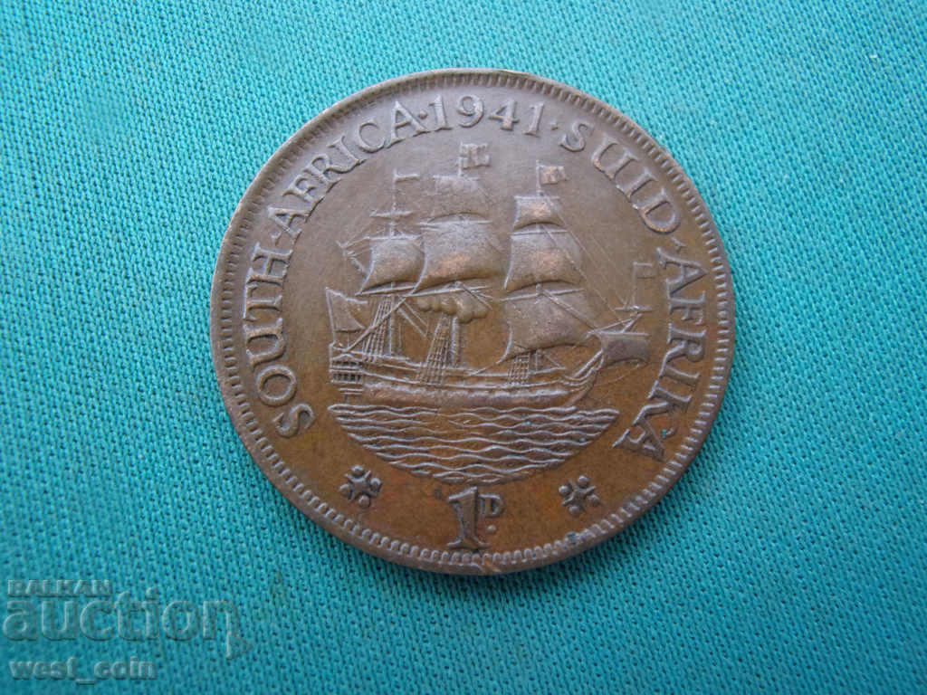 British South Africa 1 Penny 1941 Rare Coin