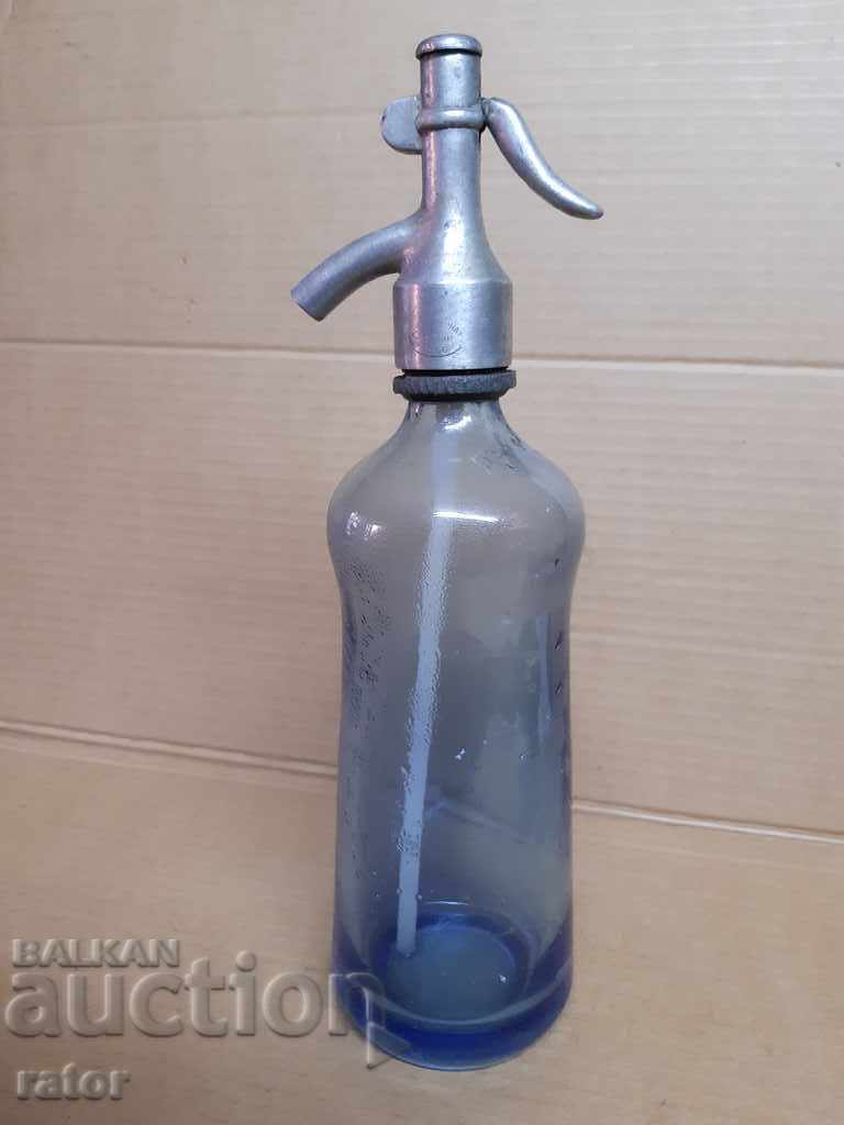Стар стъклен сифон за газирана вода , сода - Русе .Бутилка 4