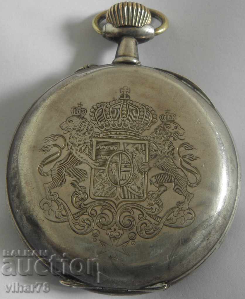 Ceas de buzunar Uriaș de Ofițer Argint-REMONTOIR ANCRE - 7