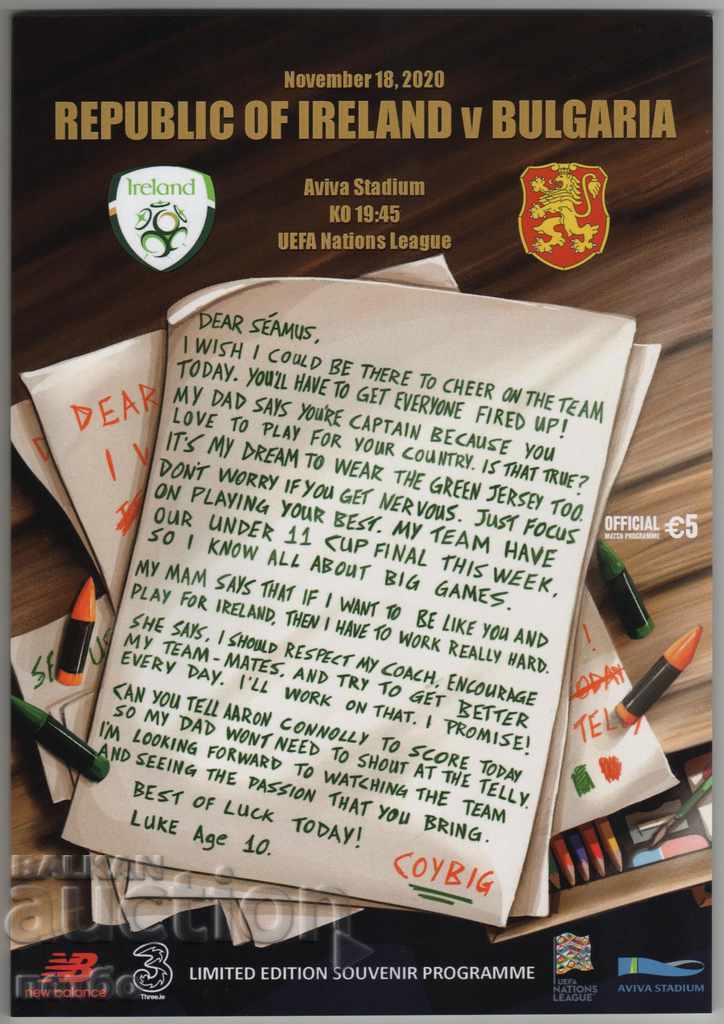 Football Program Ireland-Bulgaria 2020 Football Program Ireland-Bulgaria 2020