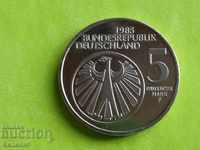 5 марки 1985 ''F'' Германия Unc Юбилейна
