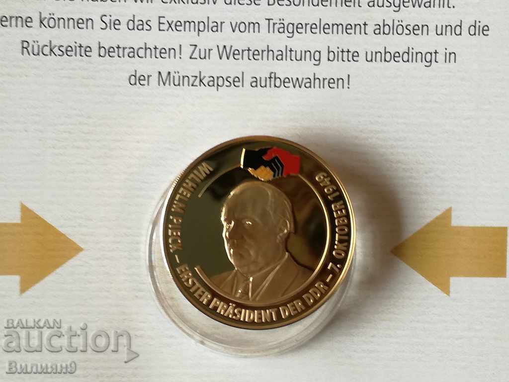 GDR Medal : 1949-1990/ Presidents of the GDR - Wilhelm Pick PROOF