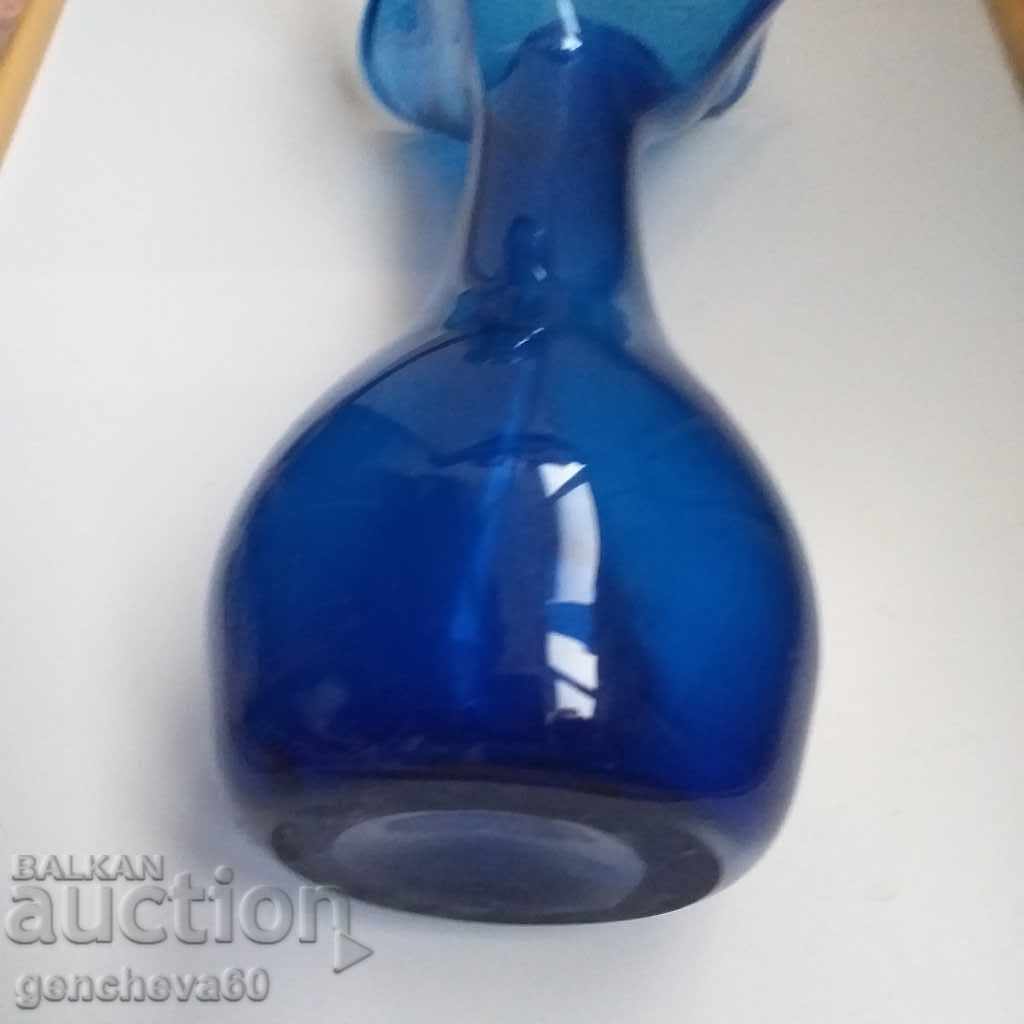 Large crystal blue glass vase - 7 Large crystal blue glass vase - 7