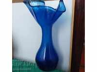 Large crystal blue glass vase