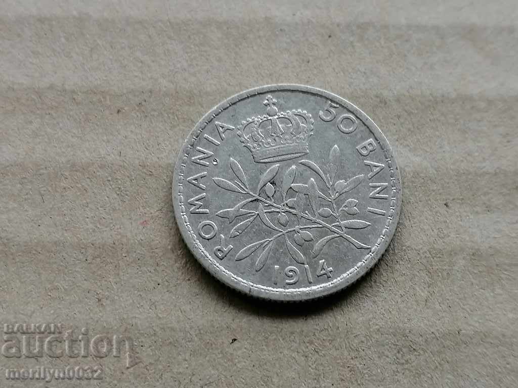 Auction Silver 50 baths 1914 silver coin Romania Auction Silver 50 baths 1914 silver coin Romania
