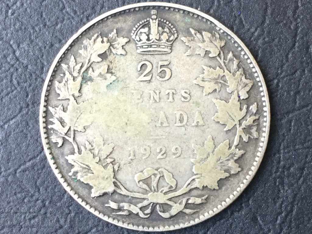 Canada 25 cent 1929 George V silver