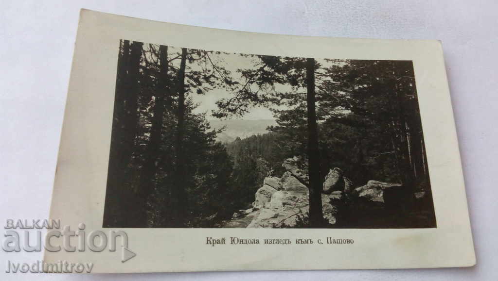 Carte poștală Yundola Mă uit la satul Pashovo din 1930