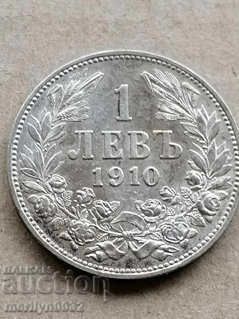 Monedă 1 lev 1910 Regatul Bulgariei argint