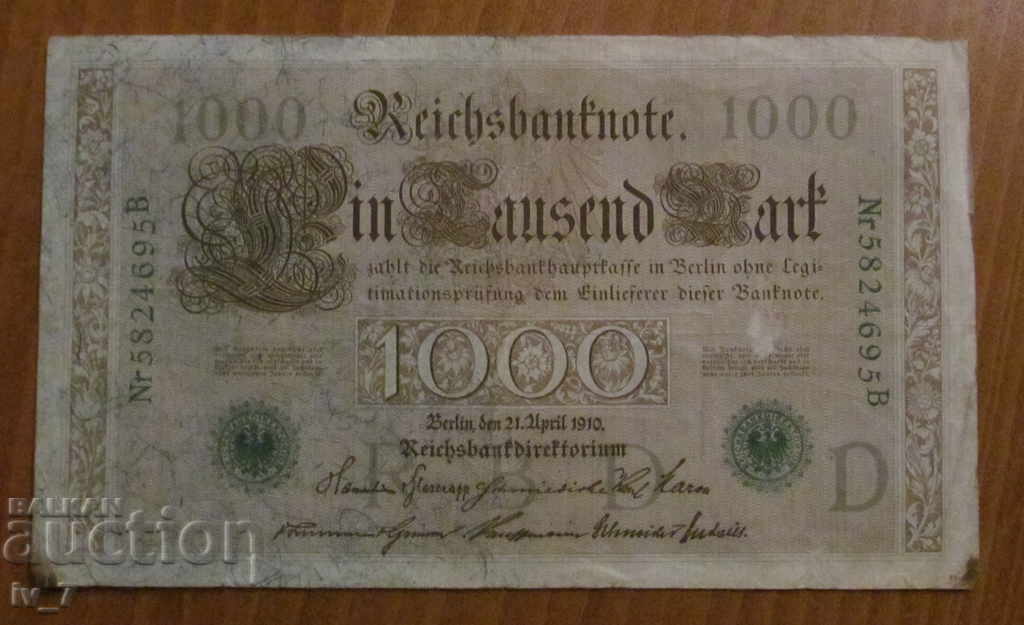 1000 ΒΗΜΑΤΑ 1910, ΓΕΡΜΑΝΙΑ