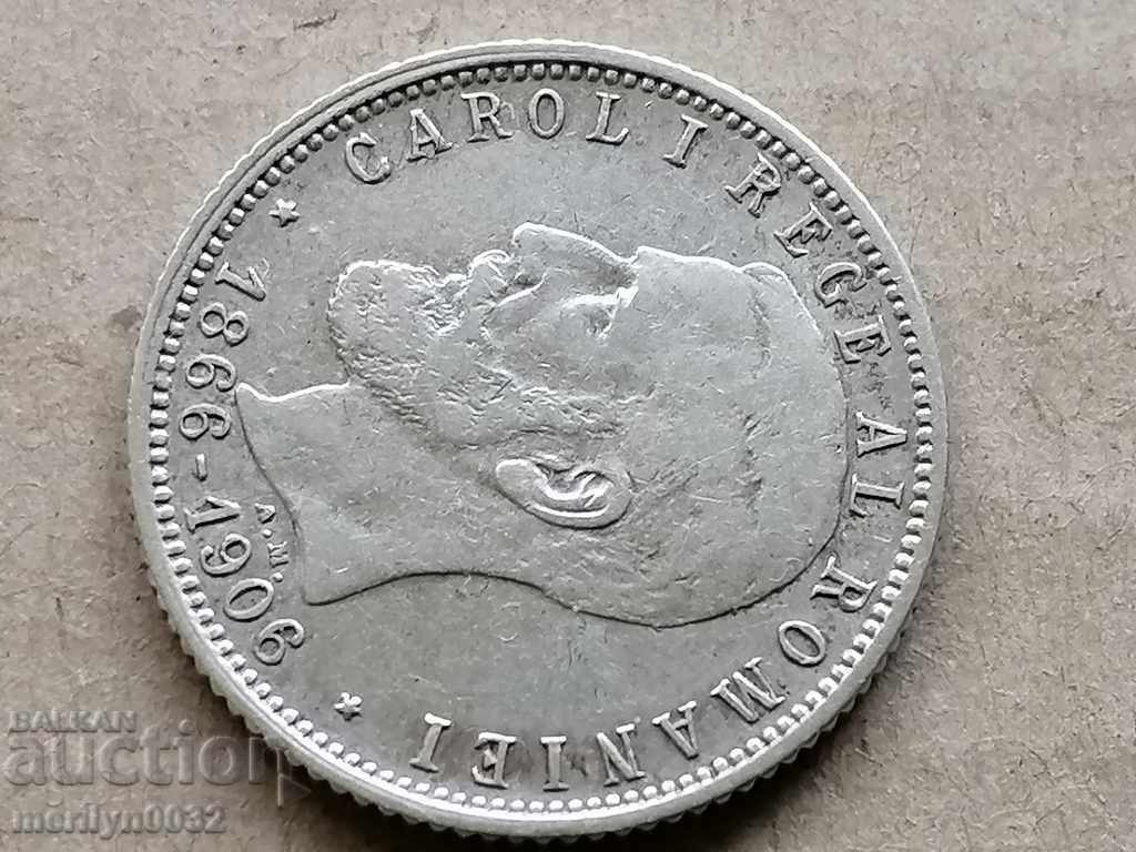 Silver 1 leu 1906 silver coin Romania - 5