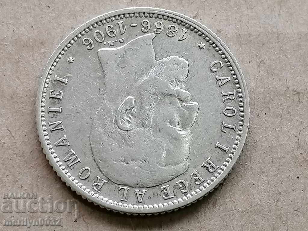 Silver 1 leu 1906 silver coin Romania - 6