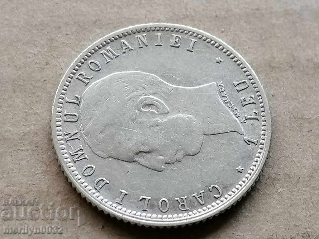 Silver 1 leu 1906 silver coin Romania - 7