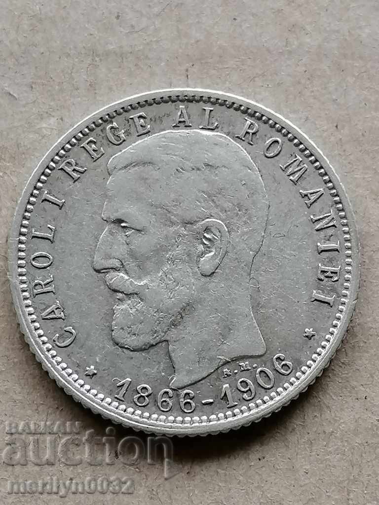 Ασημένιο 1 leu 1906 ασημένιο νόμισμα Ρουμανία