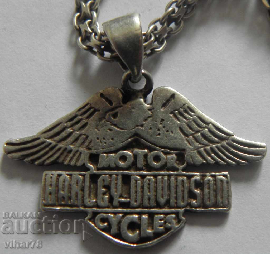 Ασημένια αλυσίδα με πλακάκι Harley-Davidson