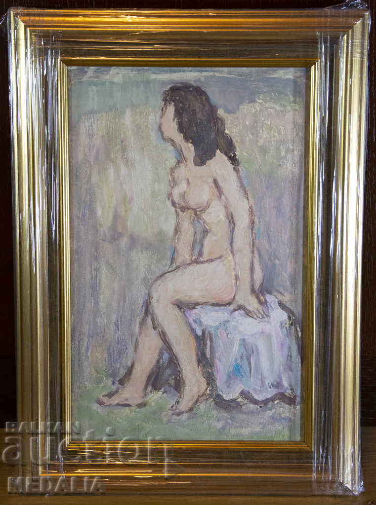 Борис Иванов–"Тоалет"-монотипия-рамкирана