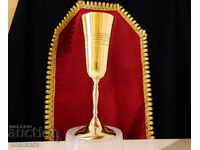 Pahar de bronz 17 cm, cupă de vin, relief