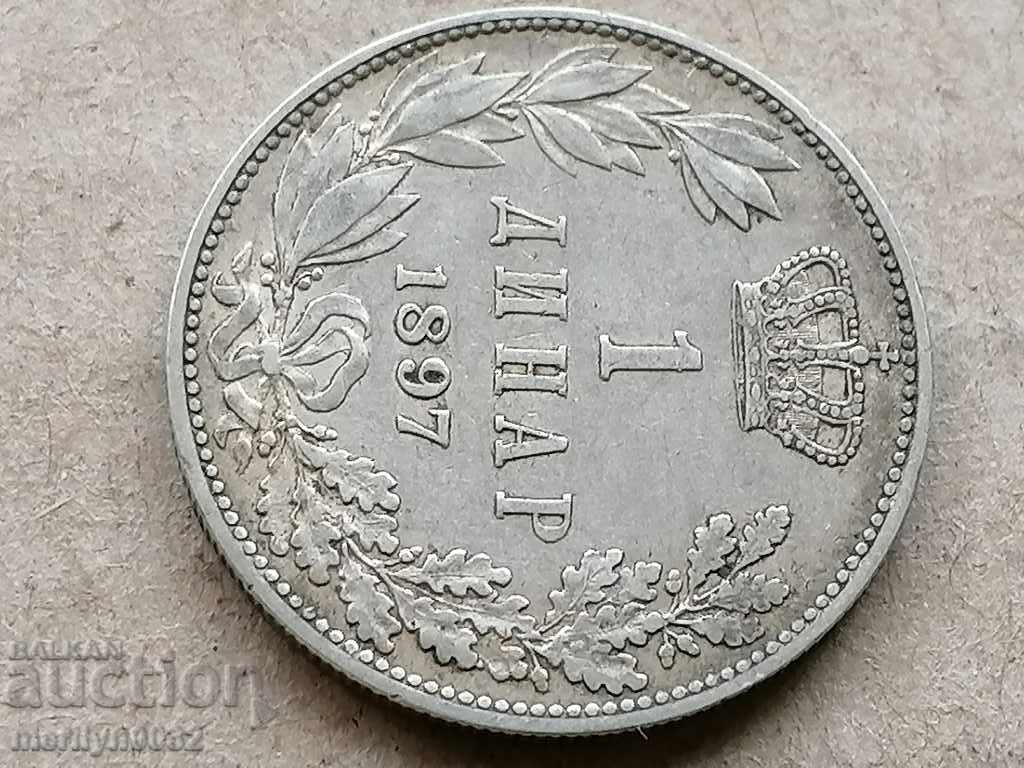 Νόμισμα 1 δηνάριο 1897 ασήμι Βασιλείου της Σερβίας - 5 Νόμισμα 1 δηνάριο 1897 ασήμι Βασιλείου της Σερβίας - 5