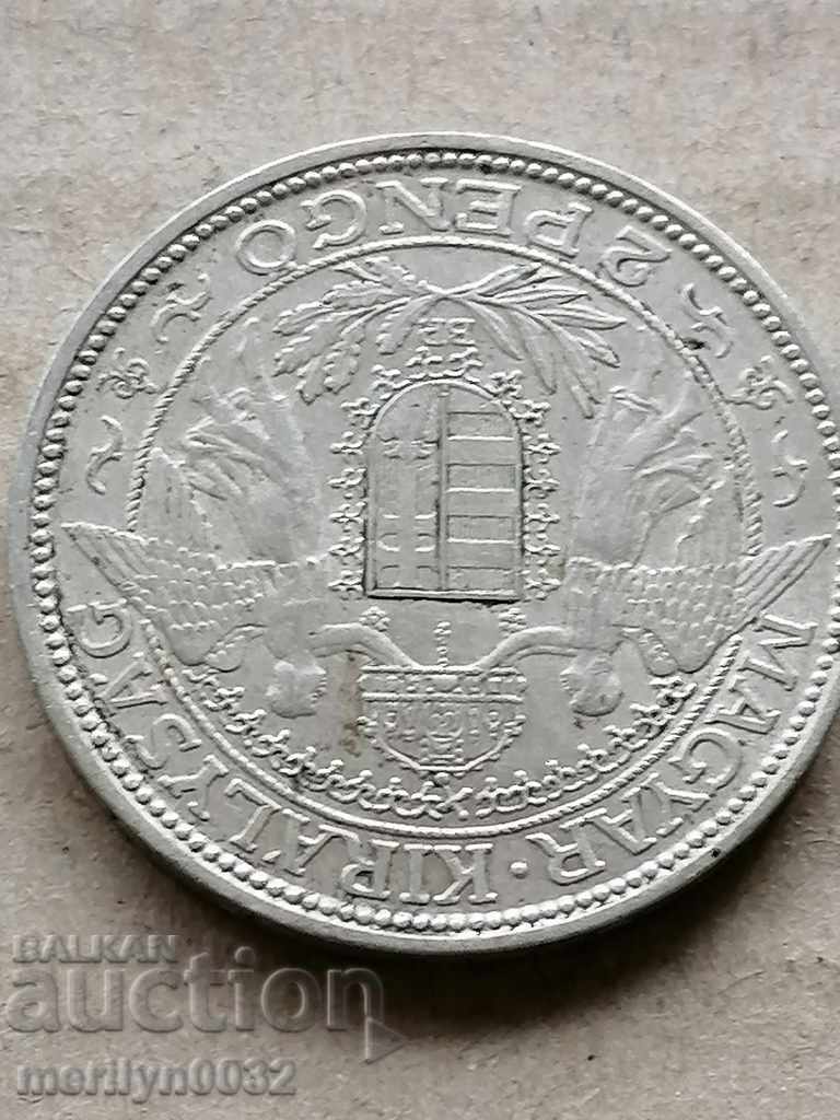 Coin 2 pengo 1939 year Hungary silver - 6 Coin 2 pengo 1939 year Hungary silver - 6