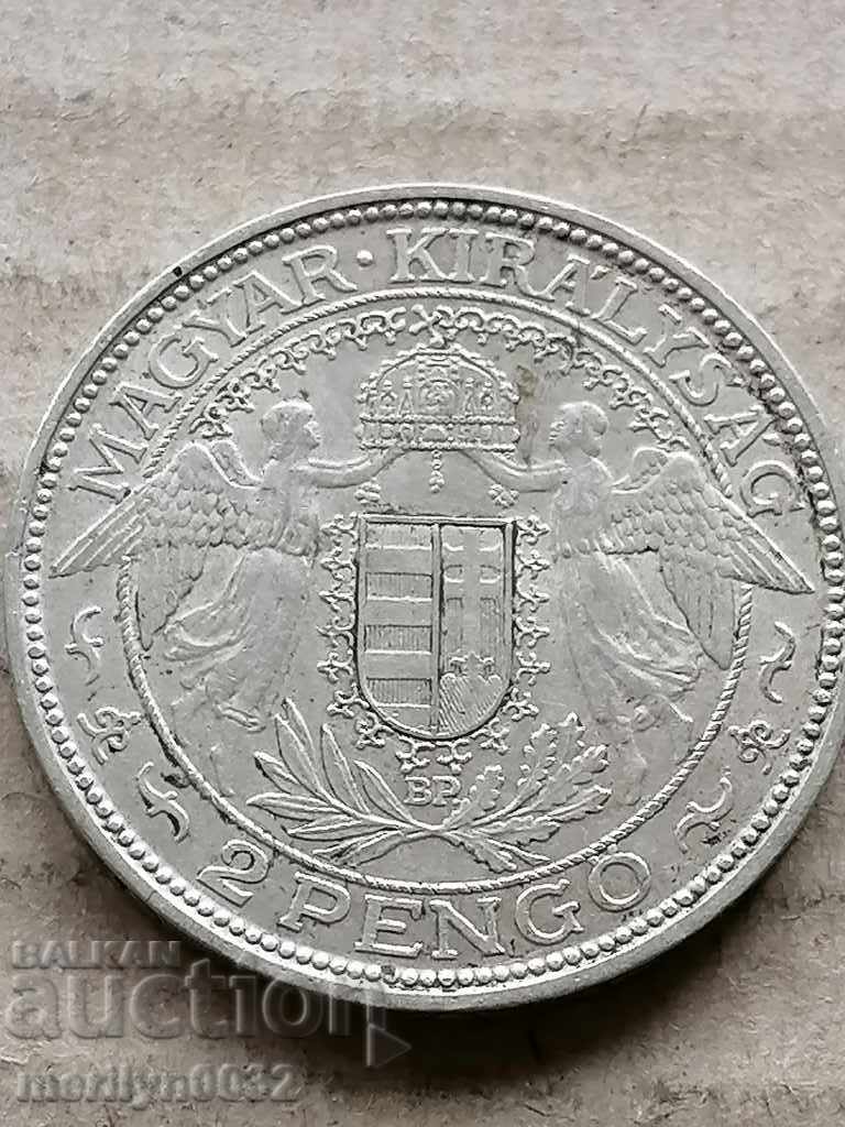 Coin 2 pengo pengo1939 Hungary silver