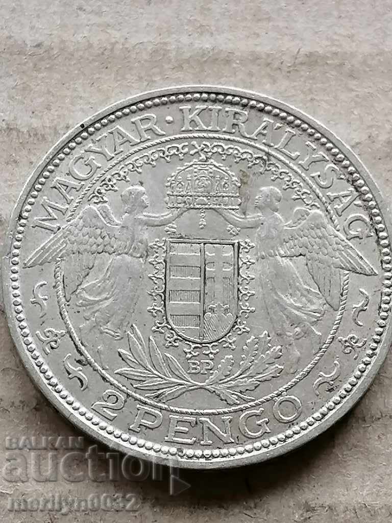 Coin 2 pengo 1939 year Hungary silver Coin 2 pengo 1939 year Hungary silver