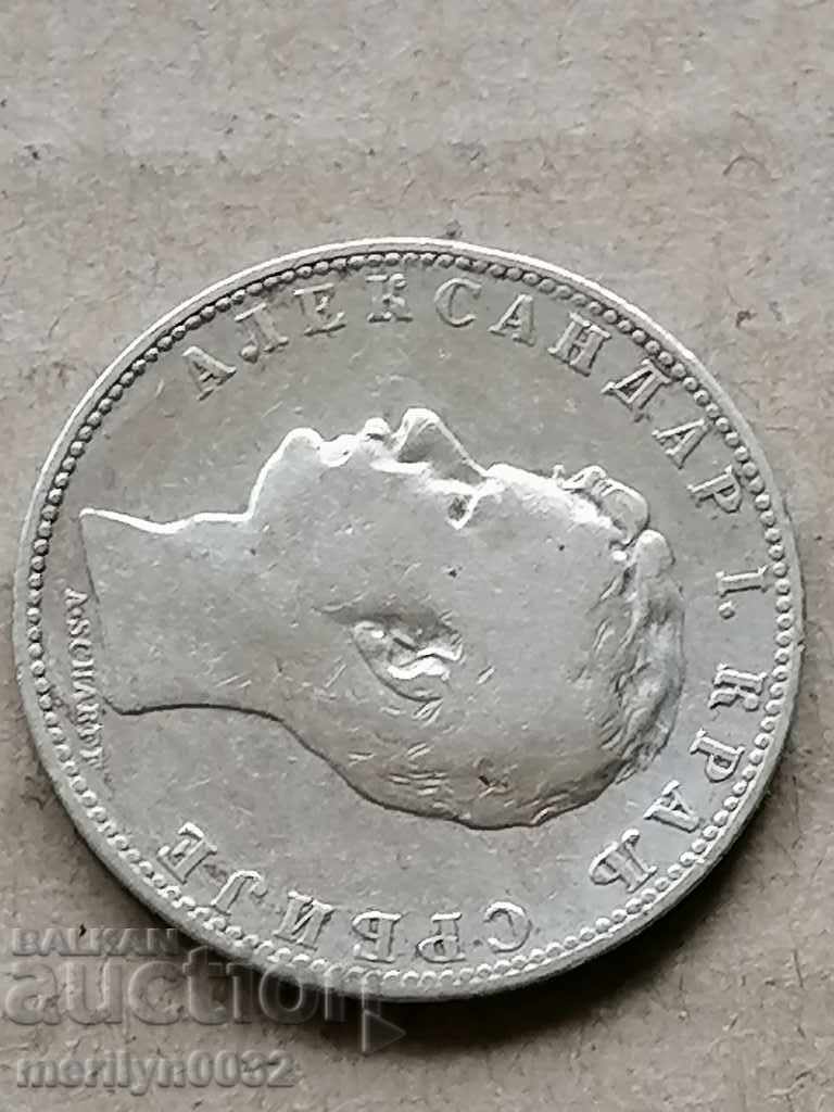 Coin 1 dinar 1897 Kingdom of Serbia silver - 5 Coin 1 dinar 1897 Kingdom of Serbia silver - 5