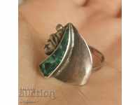 .Silver Handmade Ring with Malachite